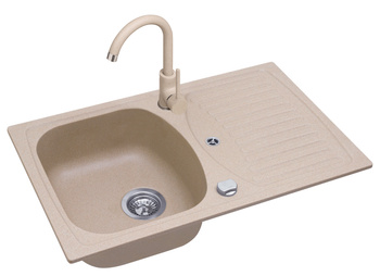 Record 30 Granital, kolor 55 beżowy melanż, syfon POP-UP + Bateria  kol 55